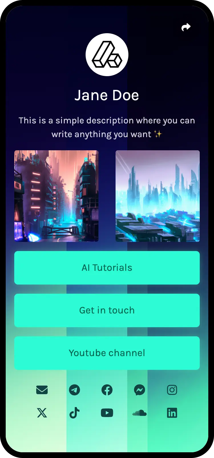 لقطة شاشة لأمثلة صفحة الروابط الحيوية